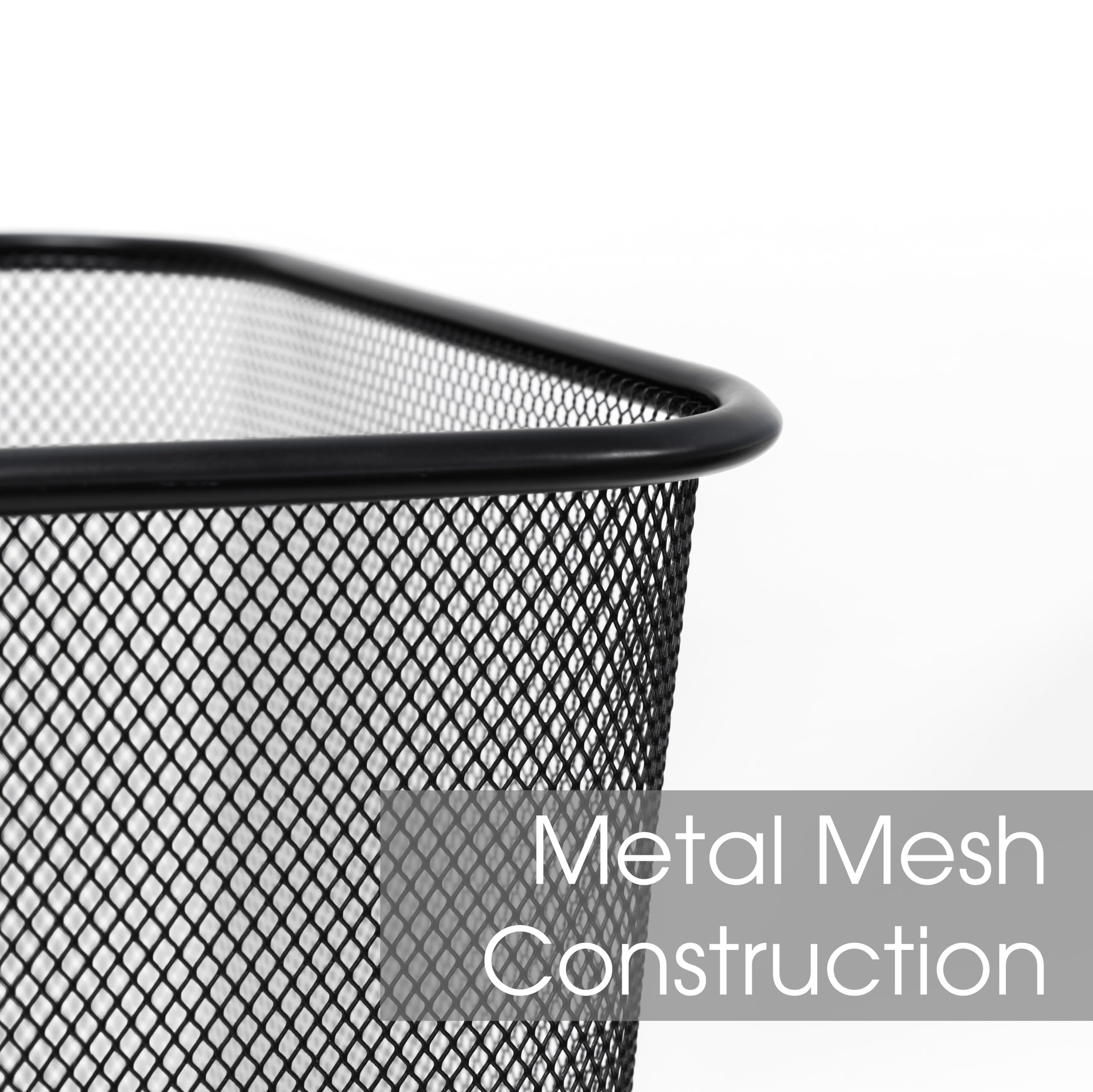 Winnable Metal Mesh Square Wastebasket, 25 L/6.6 Gal, Black