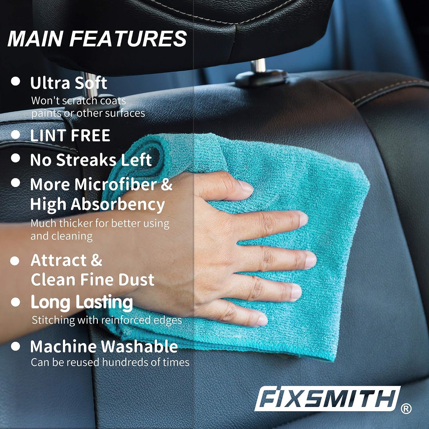 FIXSMITH Microfiber Cleaning Cloth - Pack of 50, Multi-Functional Cleaning Towels, Size: 12 x 16 in, Highly Absorbent Cleaning Rags, Lint-Free, Streak-Free Cleaning Cloths for Car Kitchen Home Office