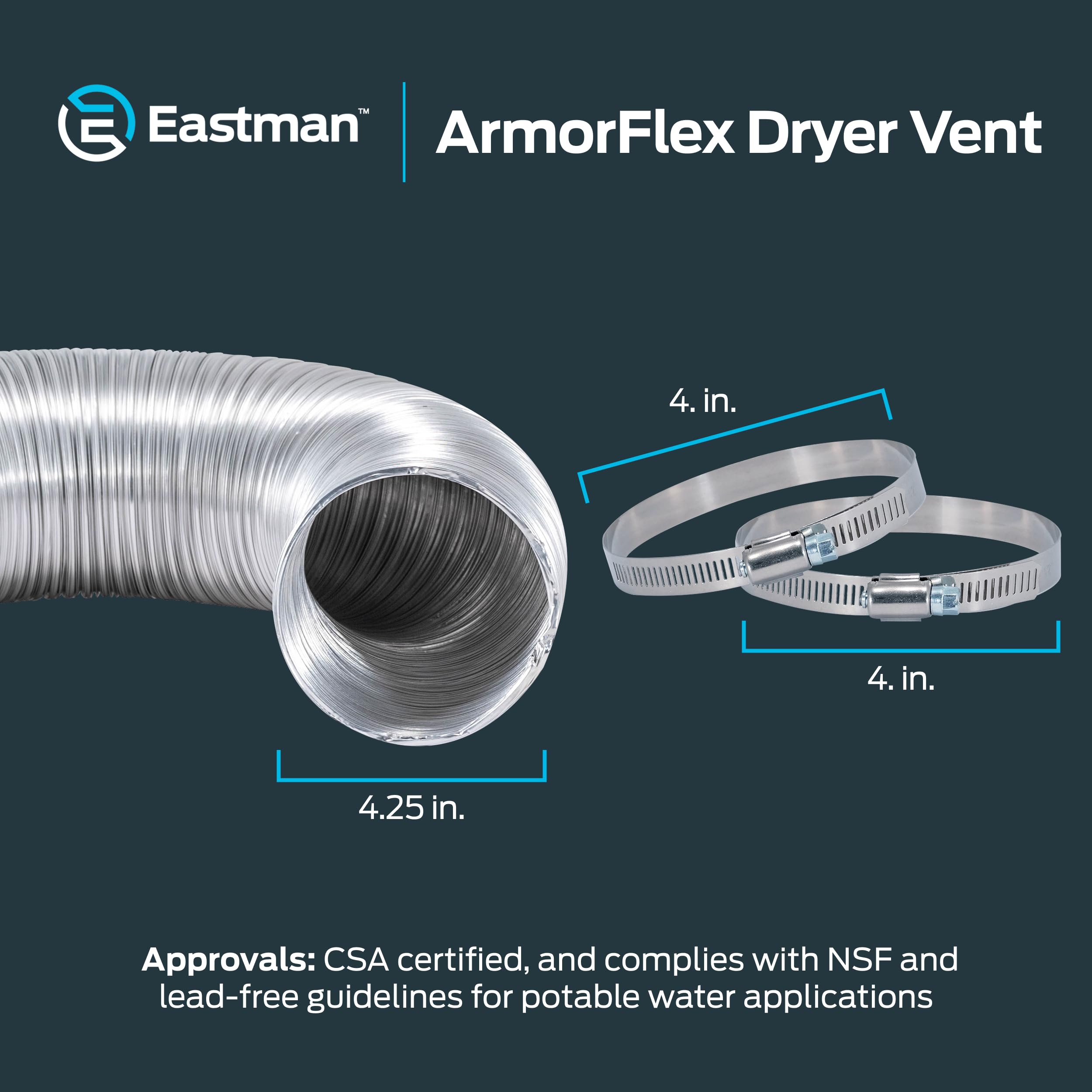 Eastman 69028 Semi-Rigid Aluminum Dryer Duct, silver