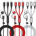 6 in 1 Multi Charging Cable [3Pack 4FT] Nylon Braided Multi Fast Charging Cord USB A/C to Phone USB C/Micro USB/i-P Connector Universal Multiple Phone Charger