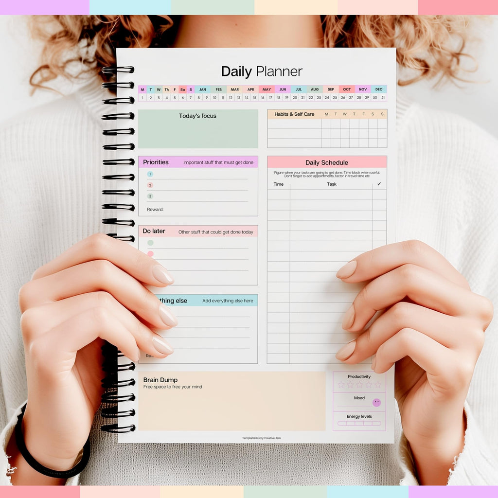 ADHD Daily Planner for Neurodivergent Adults - Productivity Daily Planner & Task Management to Stay Organized and Focused - A5 Pastel Rainbow