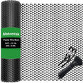 Matomtak Heavy Duty Rigid Plastic Wire Mesh Fence 15.7in x 20ft Large Roll Black Hexagonal Chicken Wire Netting with 100 Pcs Ties, Durable Poultry Floral Netting for Gardening, Construction Barrier