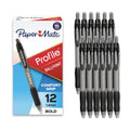Paper Mate Profile Retractable Ballpoint Pens, Bold (1.4mm), Black, 12 Count
