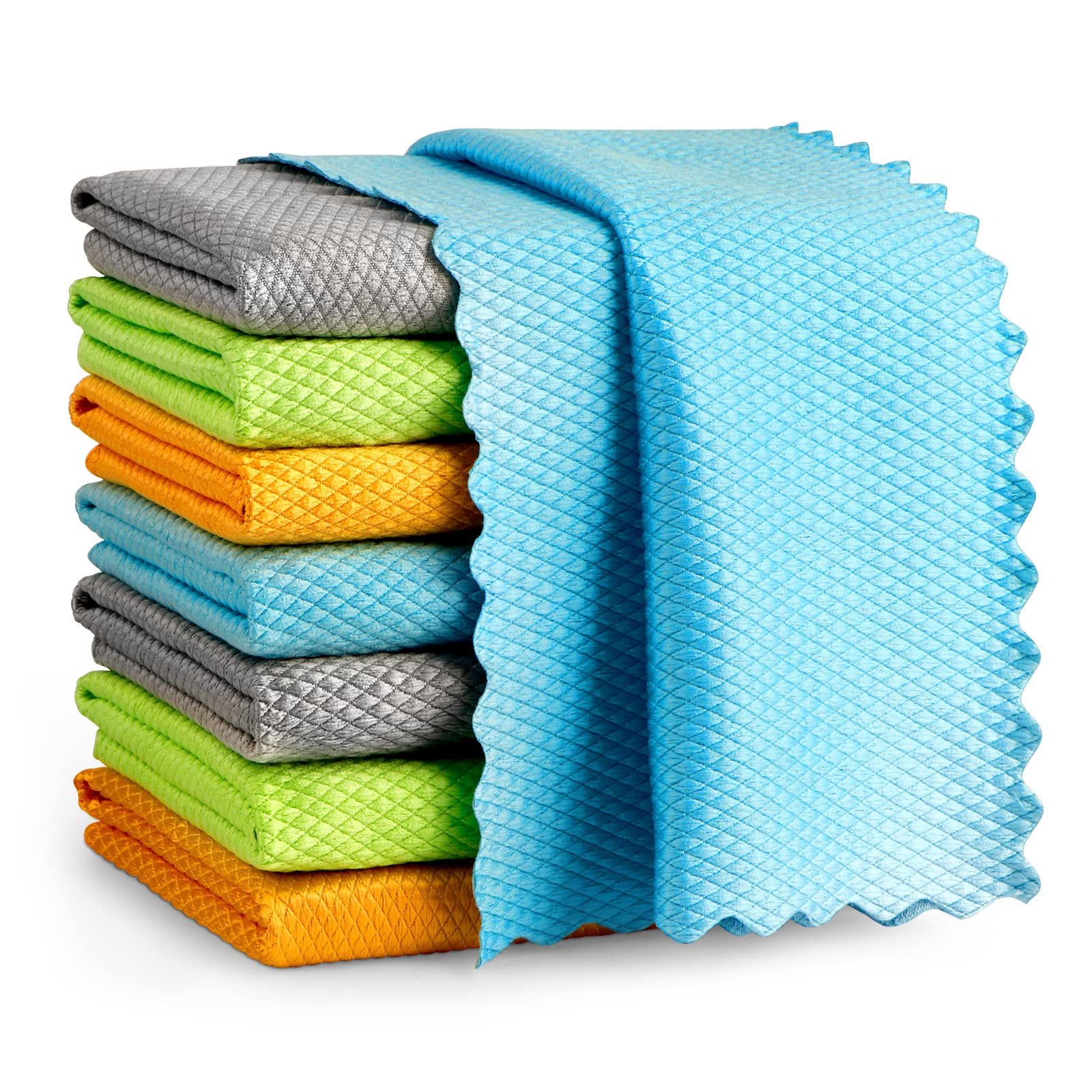 AIDEA Microfiber Glass Cleaning Cloths, 8PK, 16"x16" Premium Microfiber Glass and Window Cleaner, Lint Free Magic Cleaning Cloth, Quickly Clean Windows, Glasses, Windshields, Mirrors, Stainless Steel