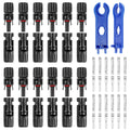 PRECIHW Solar Connectors, 12 Pairs MC4 Connectors, Solar Panel Connectors, IP67 1000V 30A Waterproof Male/Female Solar Panel Cable Connectors (12 Pairs Connectors for 2.5/4/6mm² with 2 Pack Wrenches)