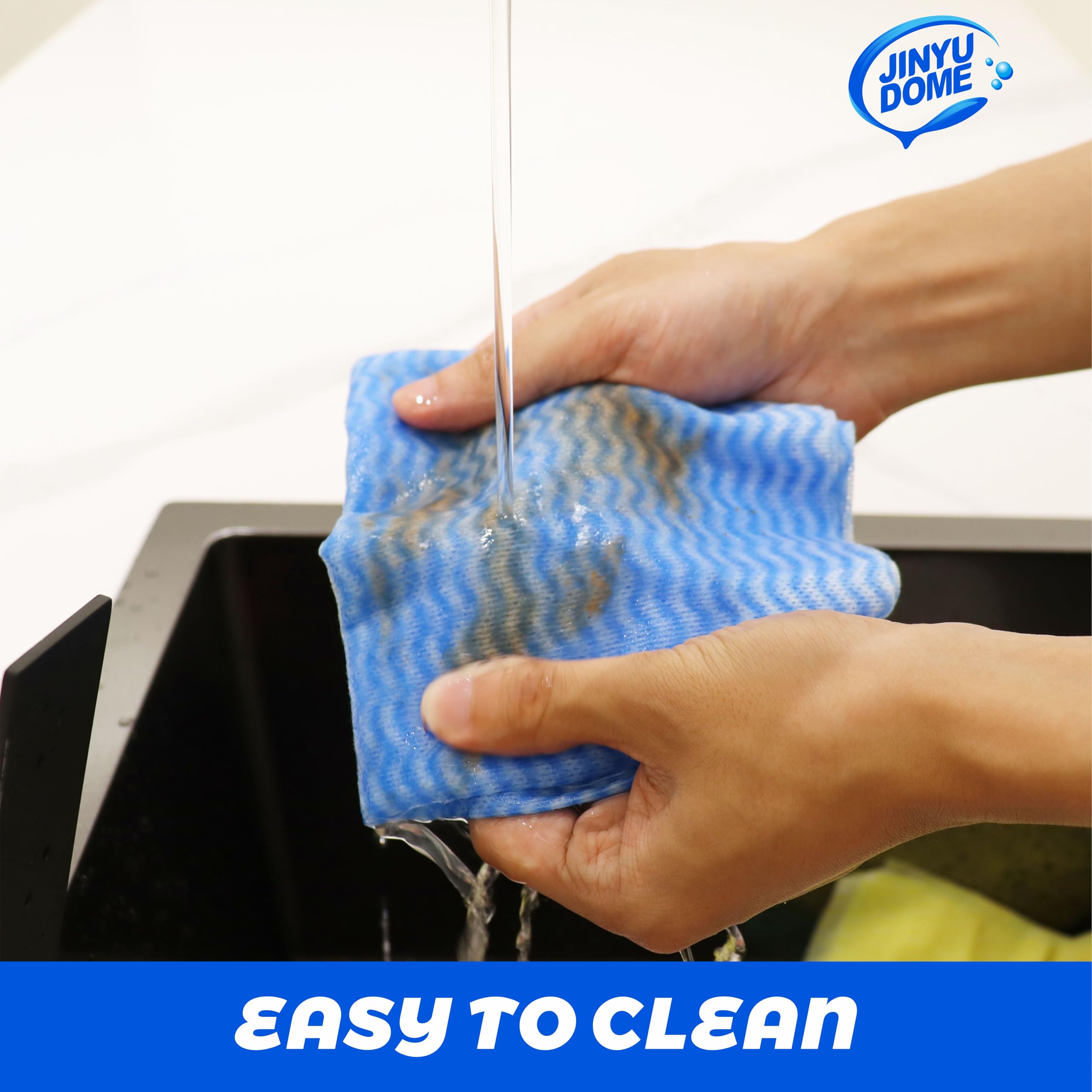 JINYUDOME Blue Handi Wipes Disposable Dish Cloths Heavy Duty Kitchen Towels Reusable Cleaning Wipe, 60 Count