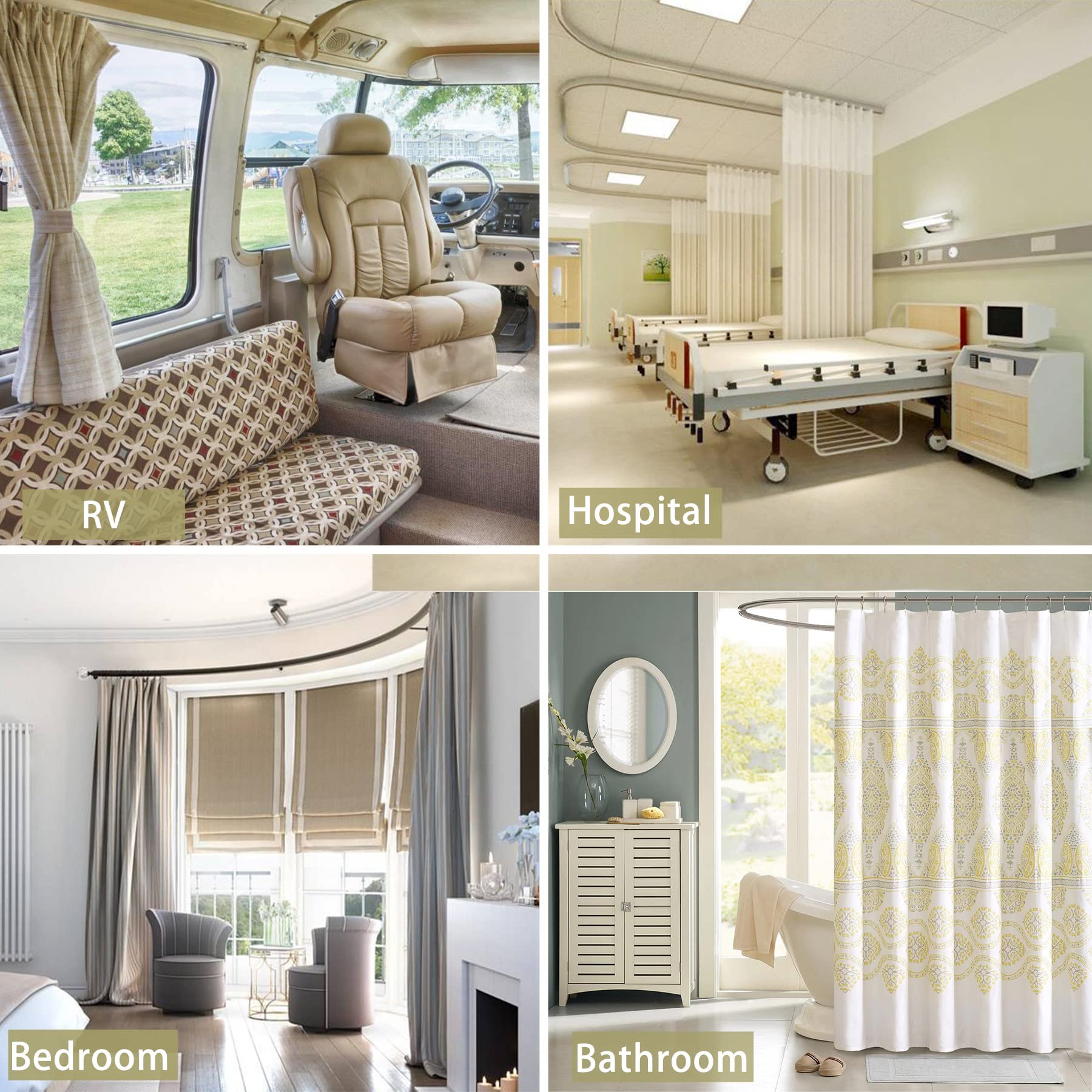 Trimold Premium Ceiling Curtain Track System, Flexible and Durable Design for Effortless Gliding, Ideal for Shower Window RV Room Dividers, Privacy and Home Décor