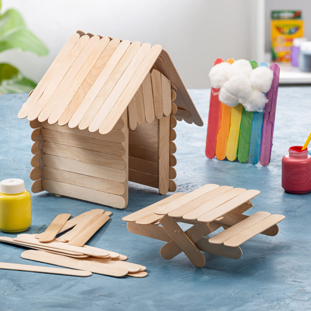GUSTO 1000 Count Jumbo 6 Inch Wooden Multi-Purpose Popsicle Sticks, Craft Sticks for Ice Cream, Waxing, Tongue Depressor Wood Sticks - Formerly Comfy Package