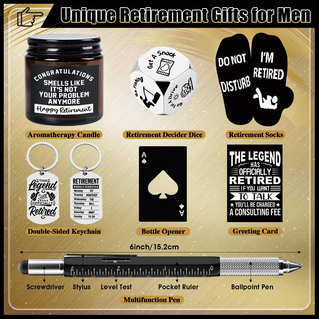 JTAMOHI Retirement Gifts for Men 2025, Cool Retirement Gifts, Funny Happy Retired Gifts Basket for Coworker, Teachers, Boss, Friends, Dad, 20 Oz Tumbler Best Retirement Gifts Set
