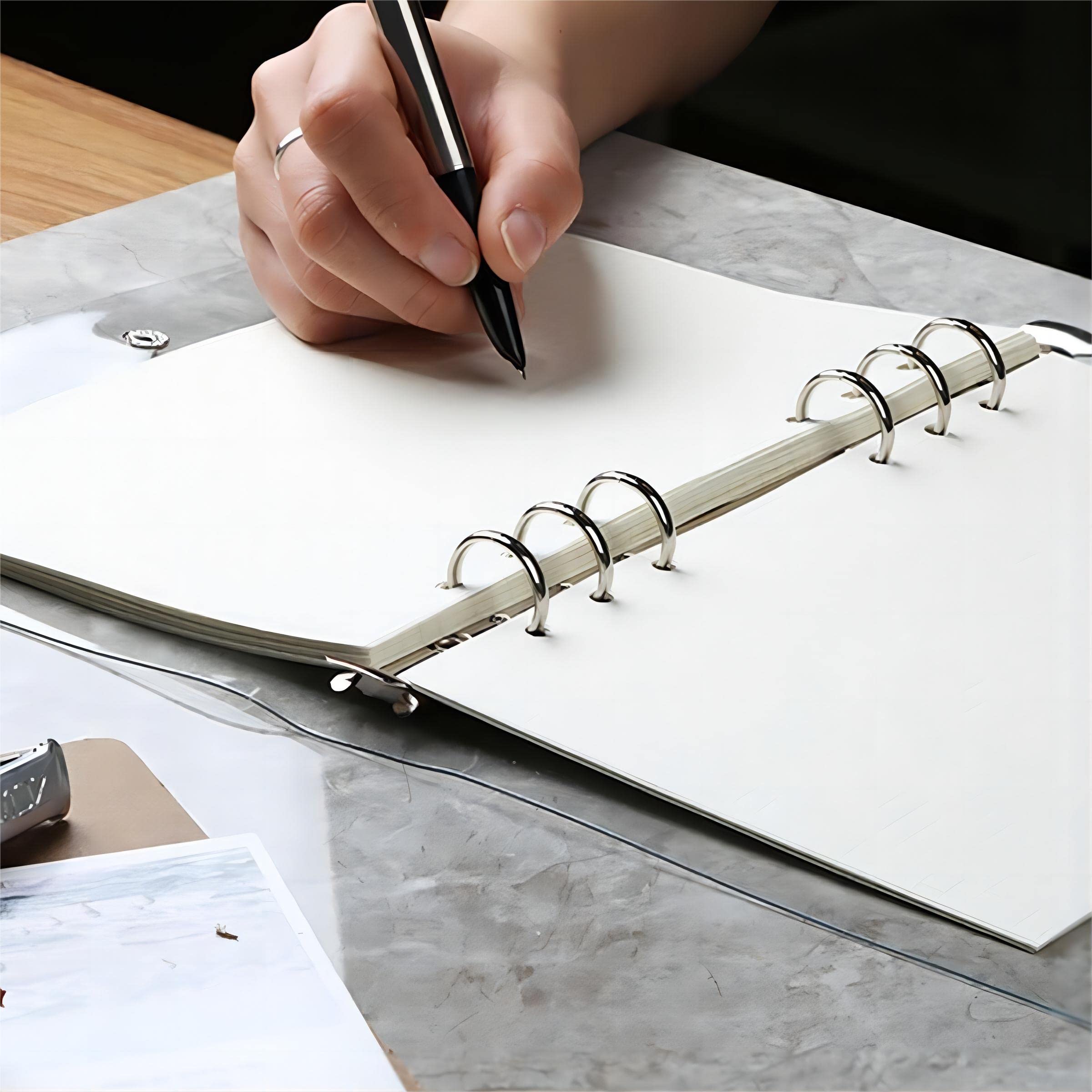 Elsjoy 6 Pack A5 Clear PVC Binder, 6-Ring Soft Notebook Binder Transparent Loose Leaf Binding Covers, Refillable Notebook Round Ring Binder with Snap Button Closure, 9.3" x 7"