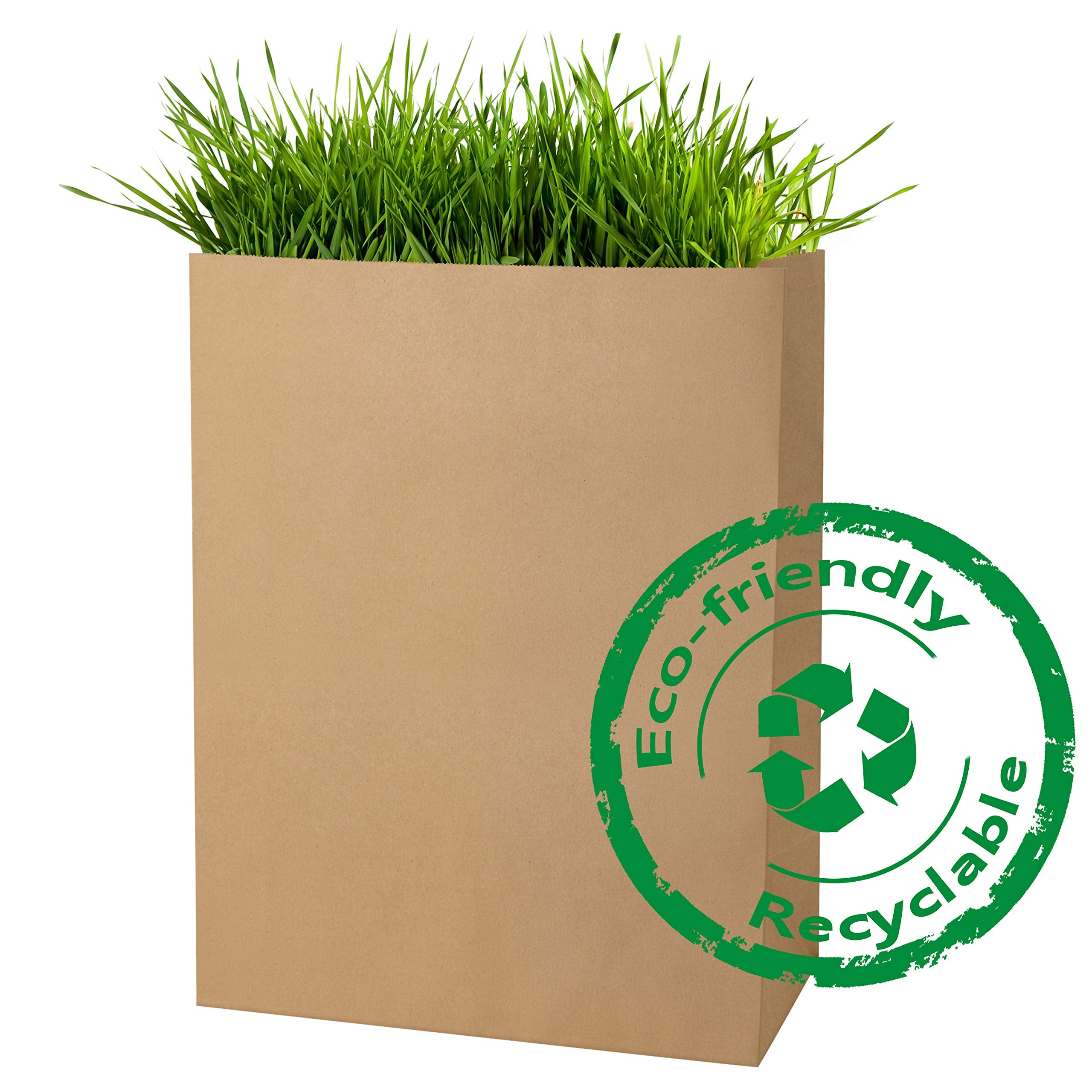 BagDream Grocery Bags 12x7x17 Inches 50Pcs Heavy Duty Kraft Brown Paper Grocery Bags Durable Kraft Paper Bags, Paper Barrel Sack Bags, 100% Recycled Kraft Paper Gift Bags Bulk