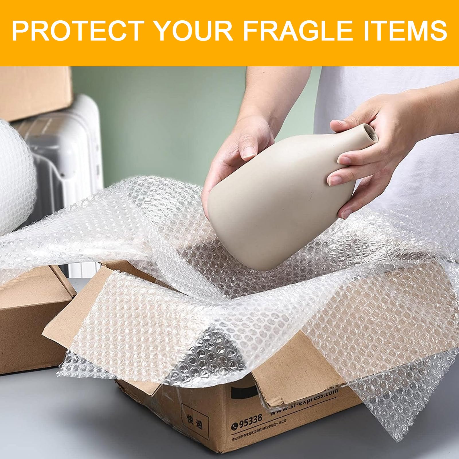 2-Pack Bubble Cushioning Wrap Rolls for Packing Moving Shipping,12"x 72' ft Total Bubble Packing Wrap with 20 Fragile Stickers,Perforated Every 12",Cushioning Rolls for Moving Box Bubbles Pack Wrap