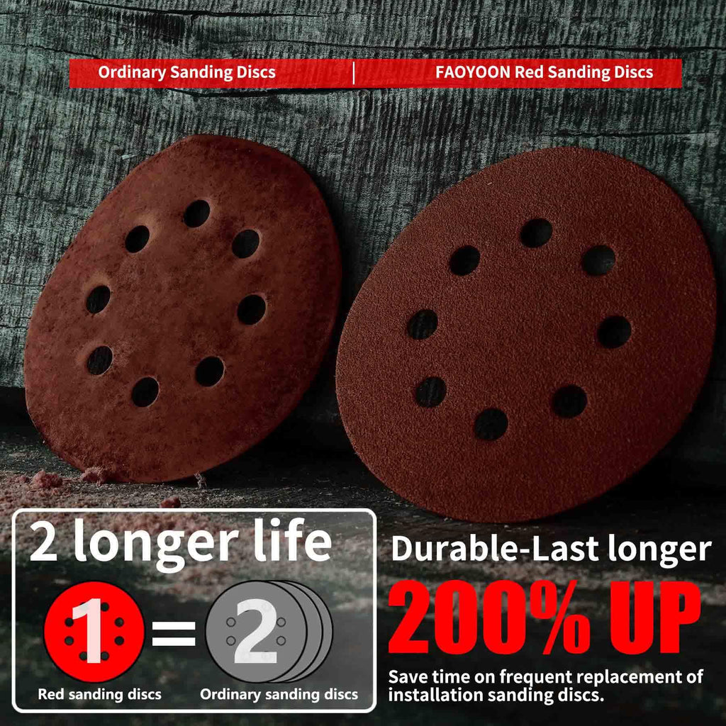 Faoyoon Sanding Disc 5 Inch 8 Hole, 100 Pcs Orbital Sanding Discs Hook and Loop, Sandpaper for Wood, 80 Grit Sand Paper for Random Orbital Sander
