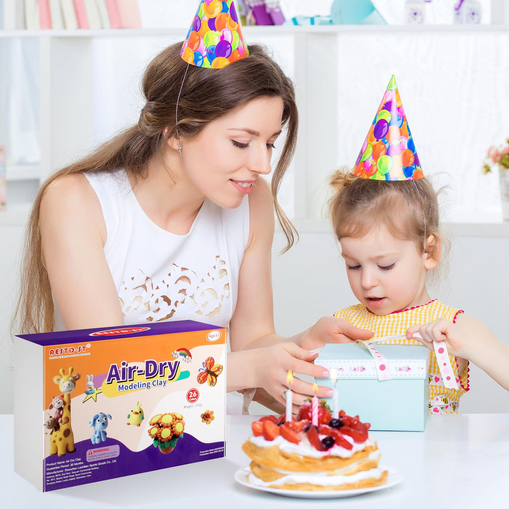 Air Dry Clay 26 Colors, Modeling Clay for Kids,DIY Model Magic Clay, Molding Clay Kit with Sculpting Tools, Soft and Non-Sticky, Arts and Crafts Gift for Boys Girls Kids.