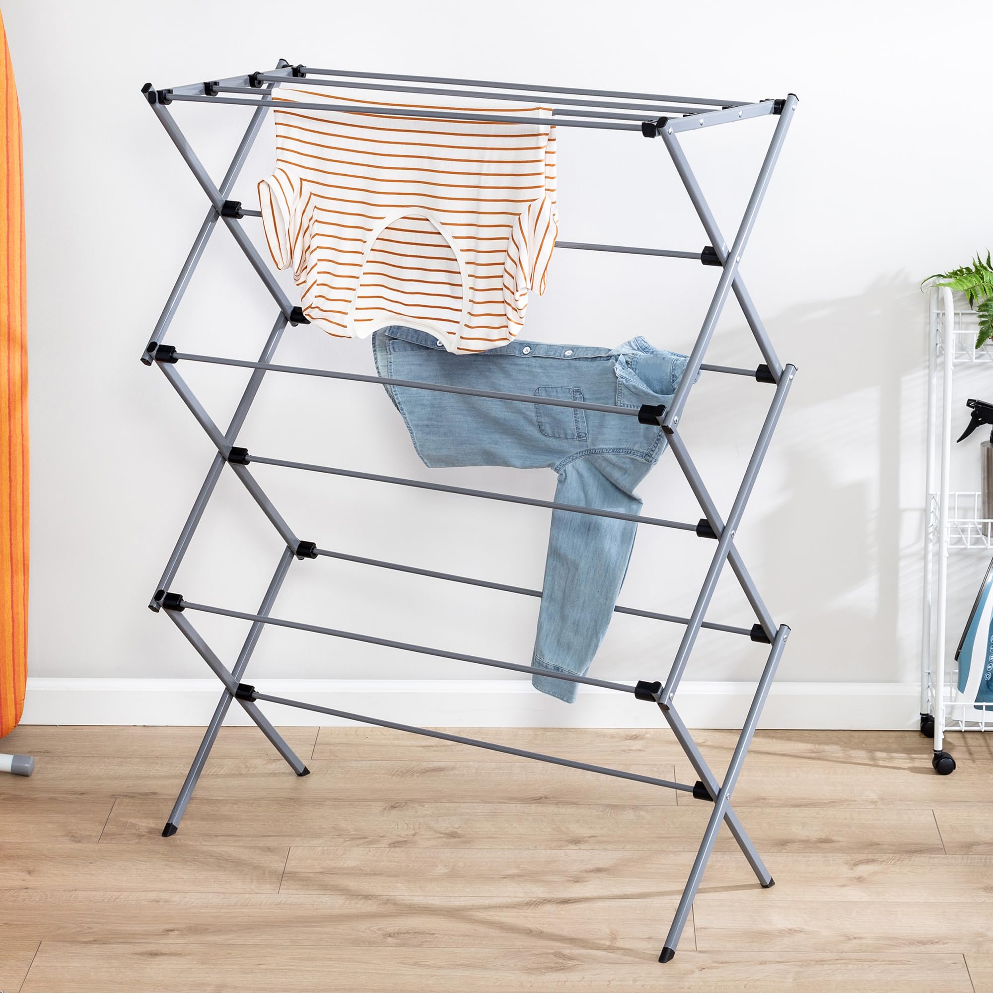 Honey-Can-Do Oversize Collapsible Clothes Drying Rack DRY-09066 Silver, 50 lbs