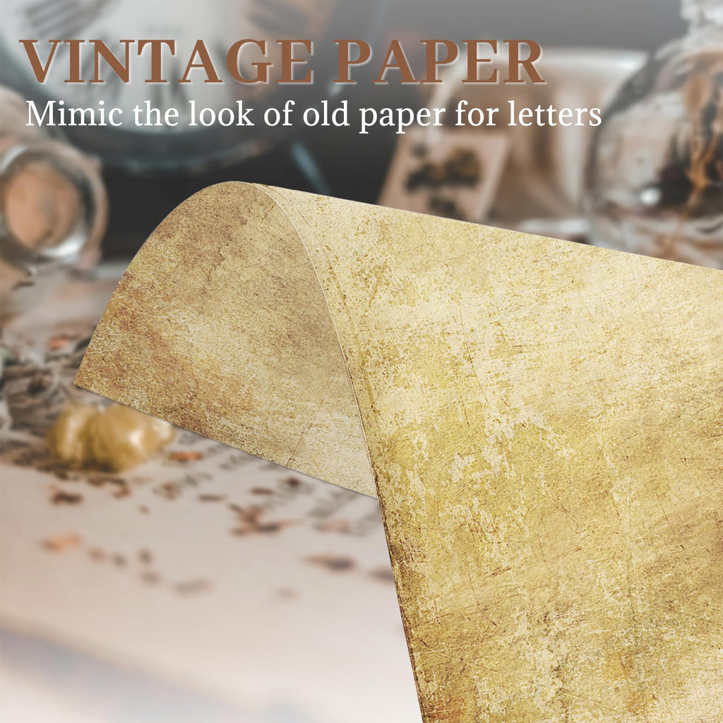 Goefun Vintage Stationery Paper, Parchment Printer Paper 8.5 x 11, 100 Sheets Aged Stationery for Letter Writing, Certificates, Diplomas, Resumes, Crafts（100 GSM）