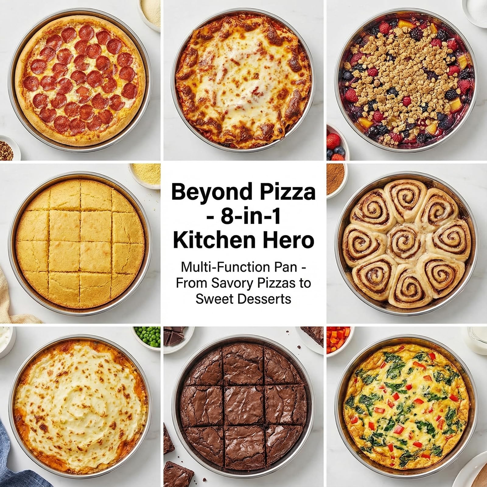 Elsjoy 4 Pack 13 Inch Stainless Steel Pizza Pan, Deep Dish Round Baking Pan Large Pizza Baking Tray, Heavy-Duty Pizza Dish Non-Stick Baking Sheet for Oven, Dishwasher Safe