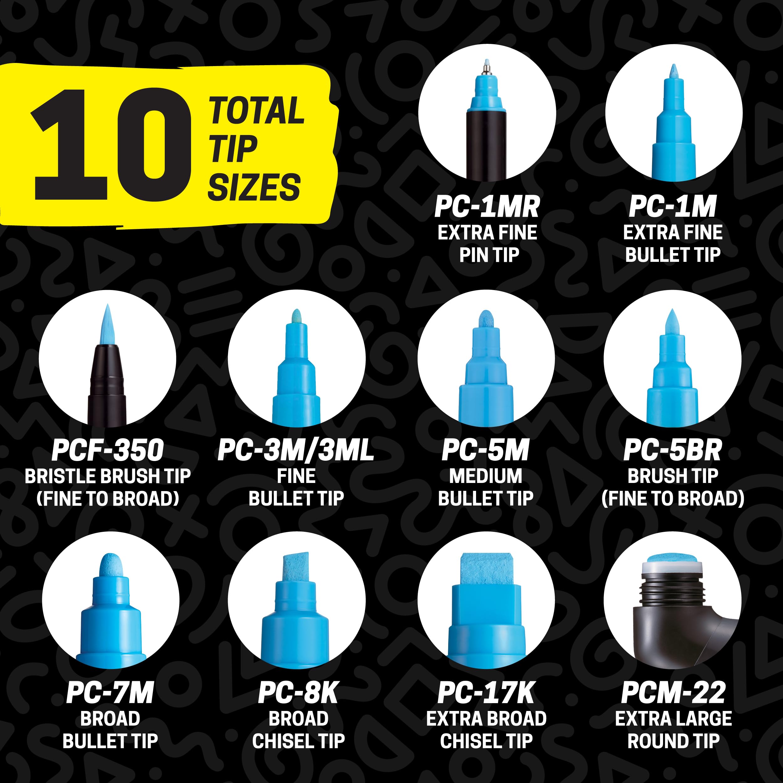 Posca Full Set of 8 Acrylic Paint Pens with Reversible Medium Point Pen Tips, Posca Pens are Acrylic Paint Markers for Rock Painting, Fabric, Glass Paint, Metal Paint, and Graffiti