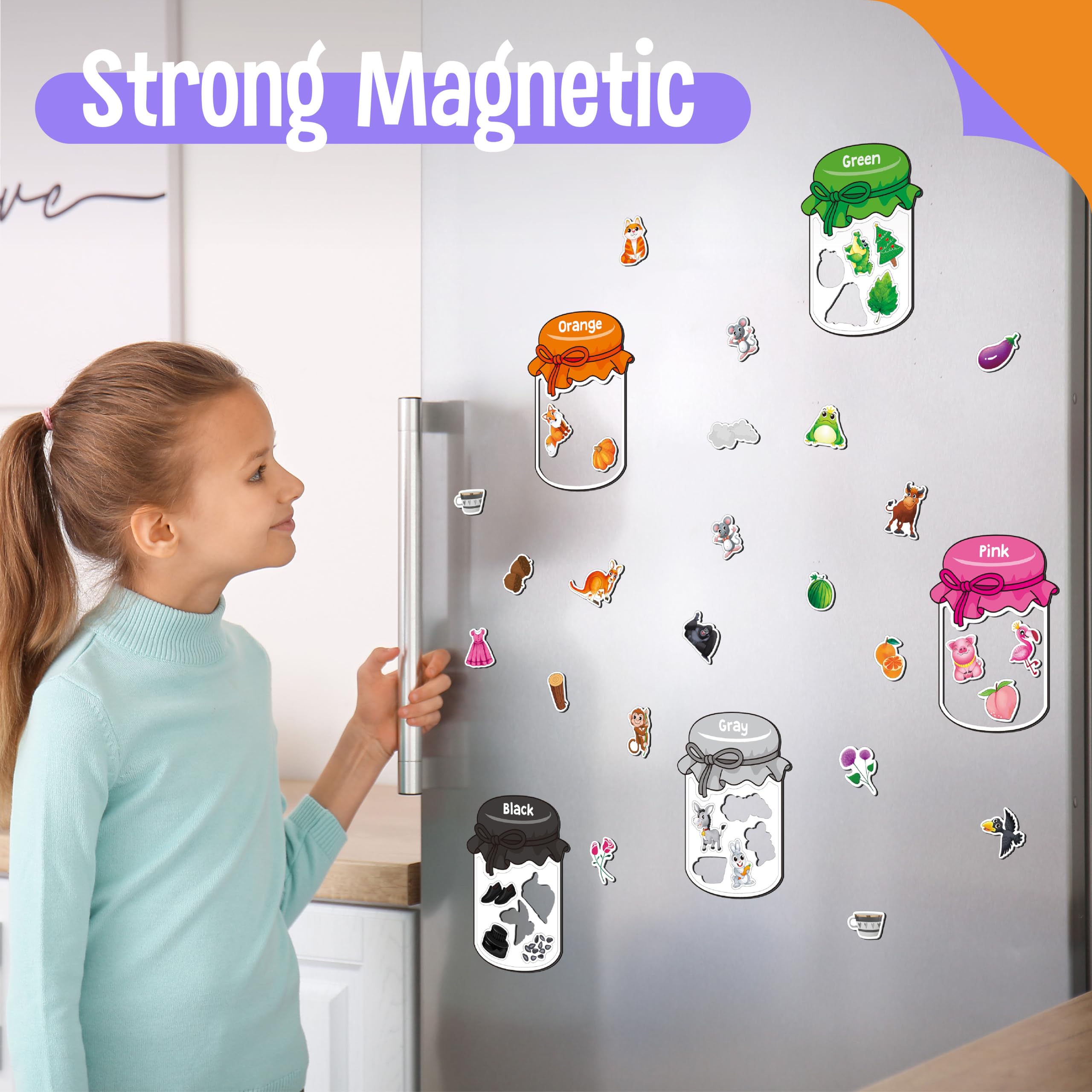 12 Pieces Magnetic Color Sorting Toys, 60 Color Magnets Educational Refrigerator Whiteboard for Baby Toddlers Kids Magnets