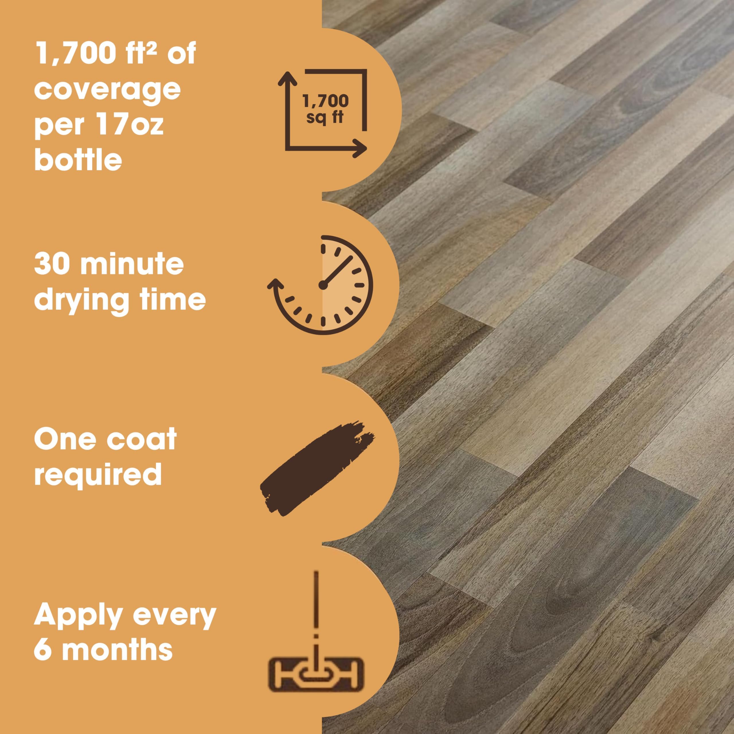 Furniture Clinic Laminate Floor Polish | 1700 Sq Ft Coverage | Polishes to a Glossy Finish | Protects Against Stains & Fills Scratches | For All Types of Laminate Flooring | 17oz/500ml