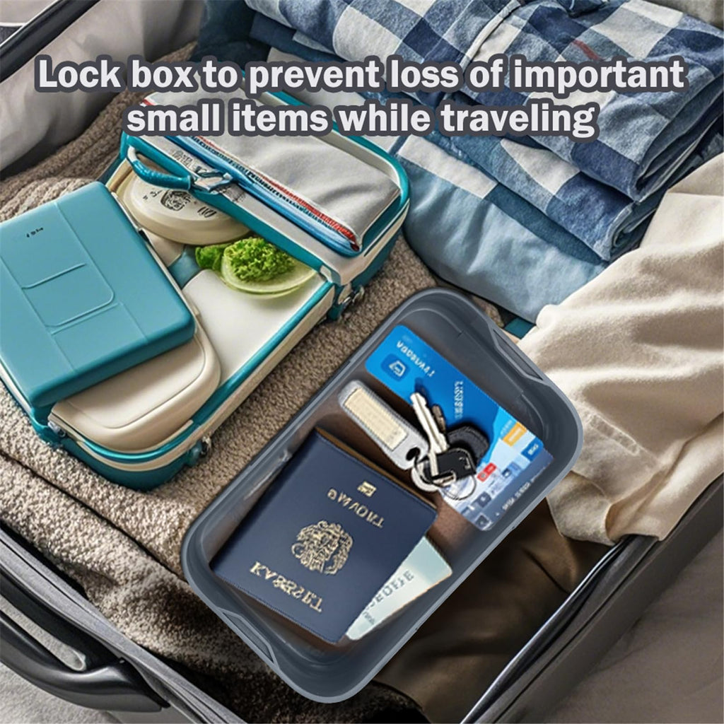 GLOQESEN Lockable Storage Box, Medicine Safe Small Lock Box, Cell Phone Locked Jail, Food Fridge Containers Bin for Personal Home Office Organization Travel Gift (Gray)