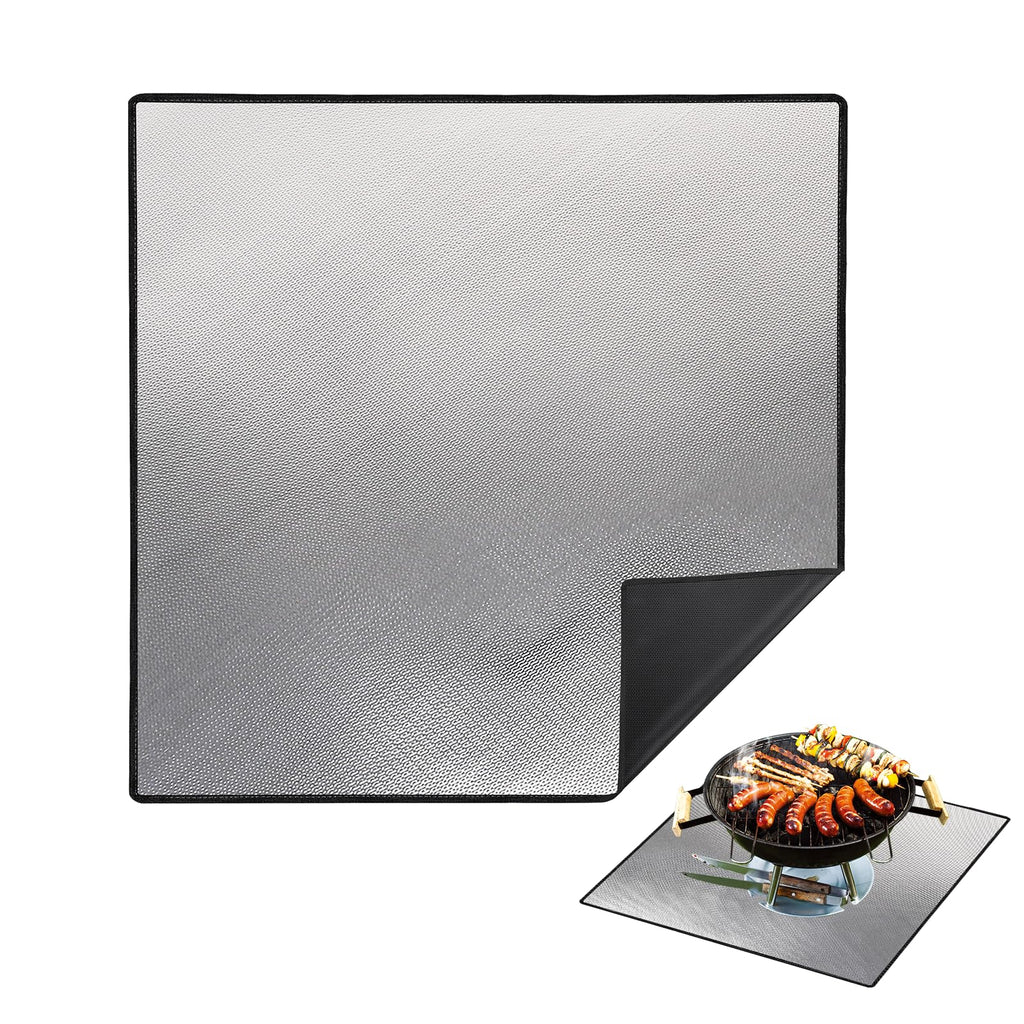 40" Square Fire Pit Mat Grill Mat,DocSafe Fireproof Mat 3 Layers Fire Pit Pad for Deck Patio Grass Outdoor Wood Burning Fire Pit and BBQ Smoker,Easy to Clean,Black & Silver