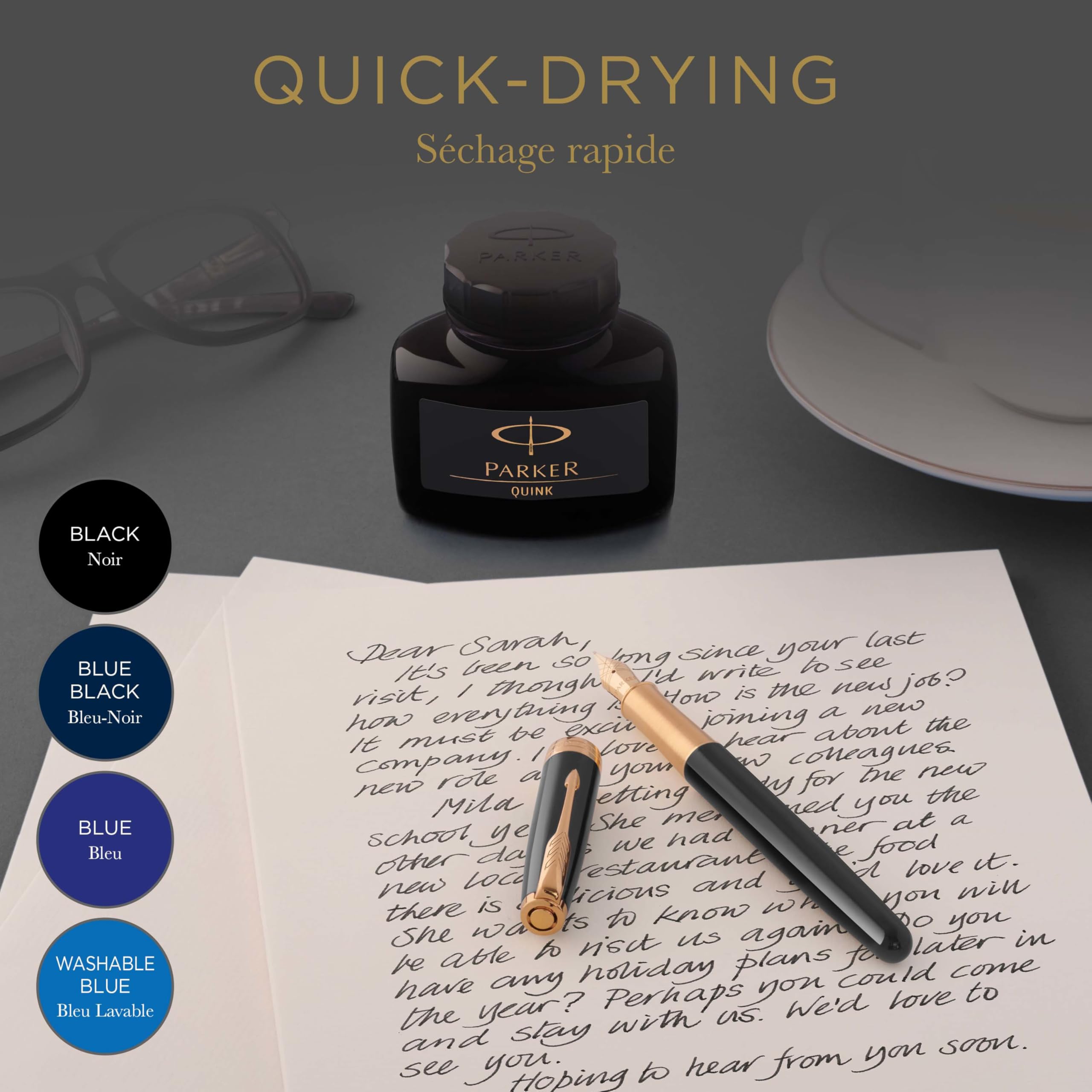 PARKER QUINK Ink Bottle, Blue-Black, 57 ml