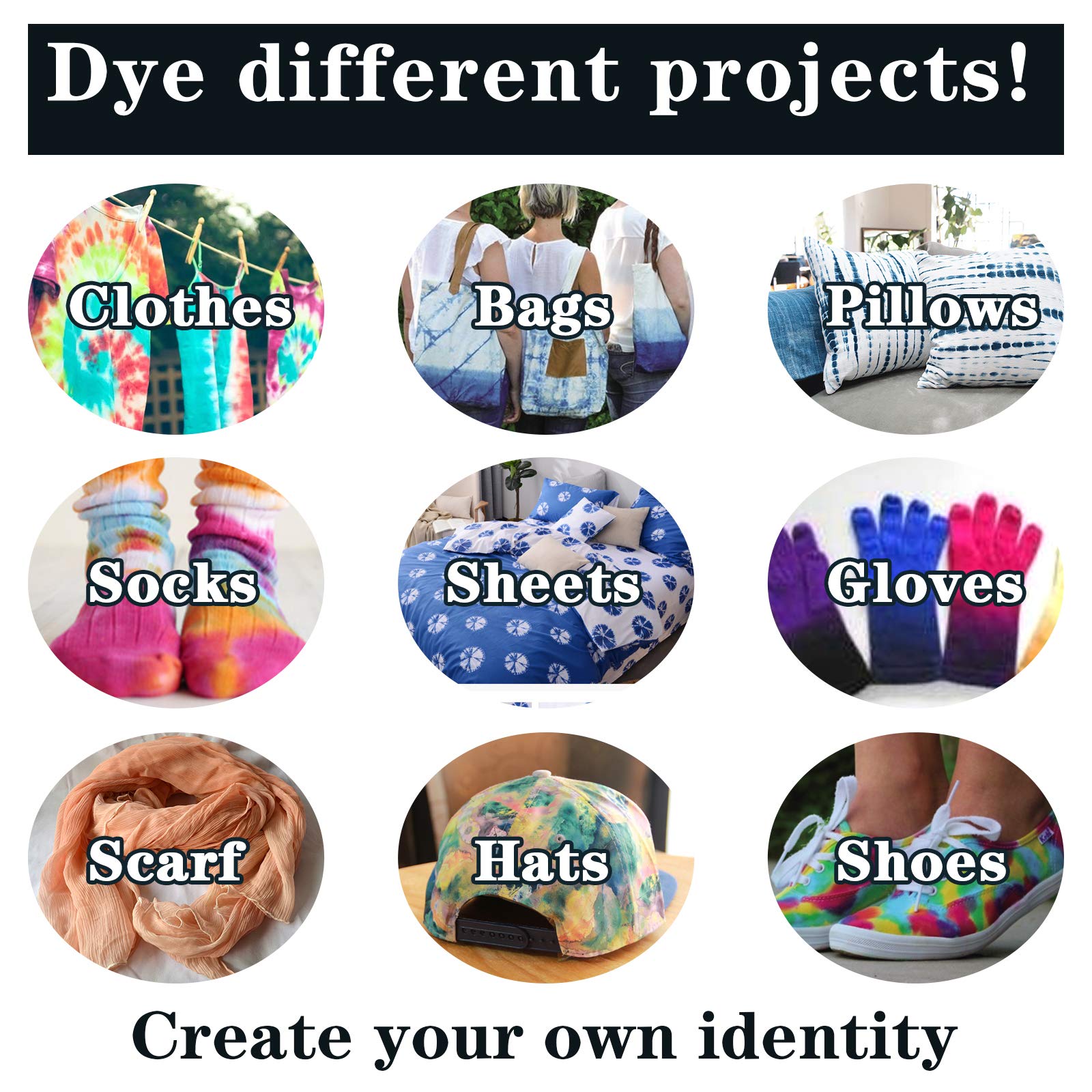 WINSONS Tie Dye Kit, 20 Colours Non Toxic Permanent Fabric Dye Art Set for Kids Women for Homemade Party Creative Group Activities DIY Gift