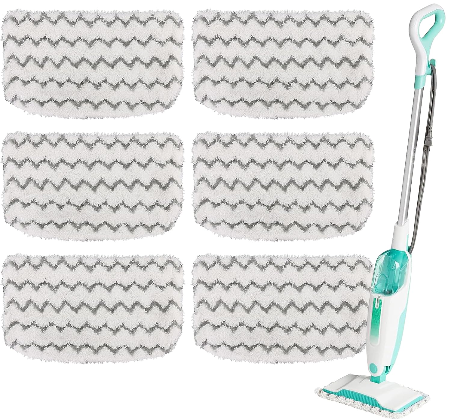 6 Pack Thickened Steam Mop Replacement Pads, Durable Microfiber Mop Pads Compatible with Shark S1000/S1000A/S1000C/S1000WM/S1001C, Washable Pads for Pet Owners and Families with Kids