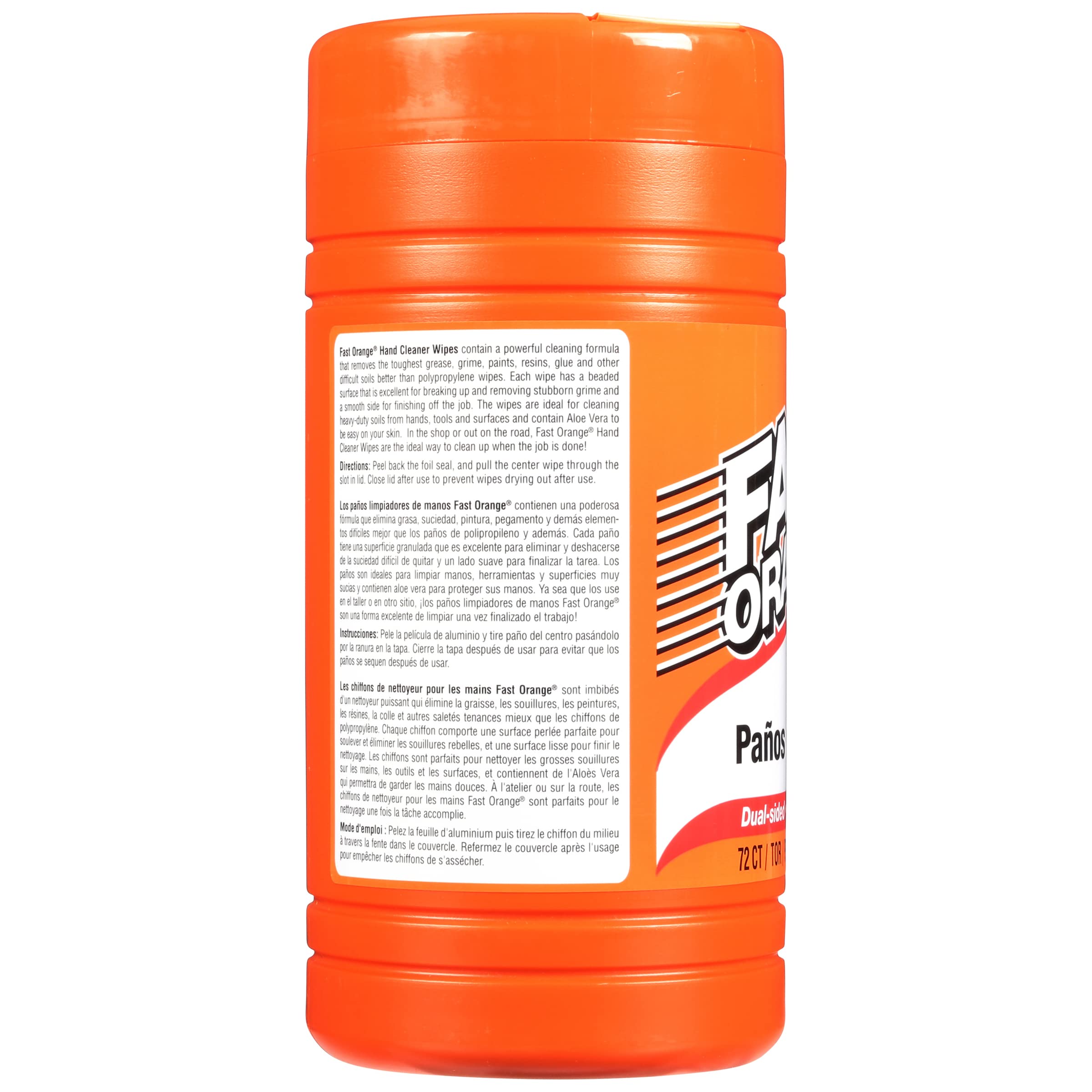 Fast Orange 25051 White Hand Cleaner Wipes Bucket, 72 Wipes, 1