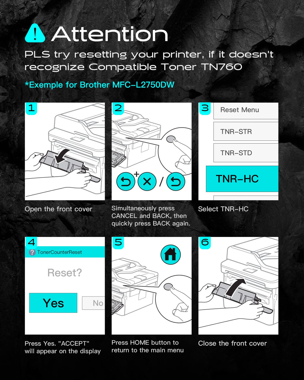 [with Chip] TN760 2PK Toner Cartridge Replacement for Brother High Yield TN-760 TN730 Toners| Compatible with DCP-L2550DW HL-L2350DW HL-L2370DW HL-L2390DW HL-L2395DW MFC-L2750DW