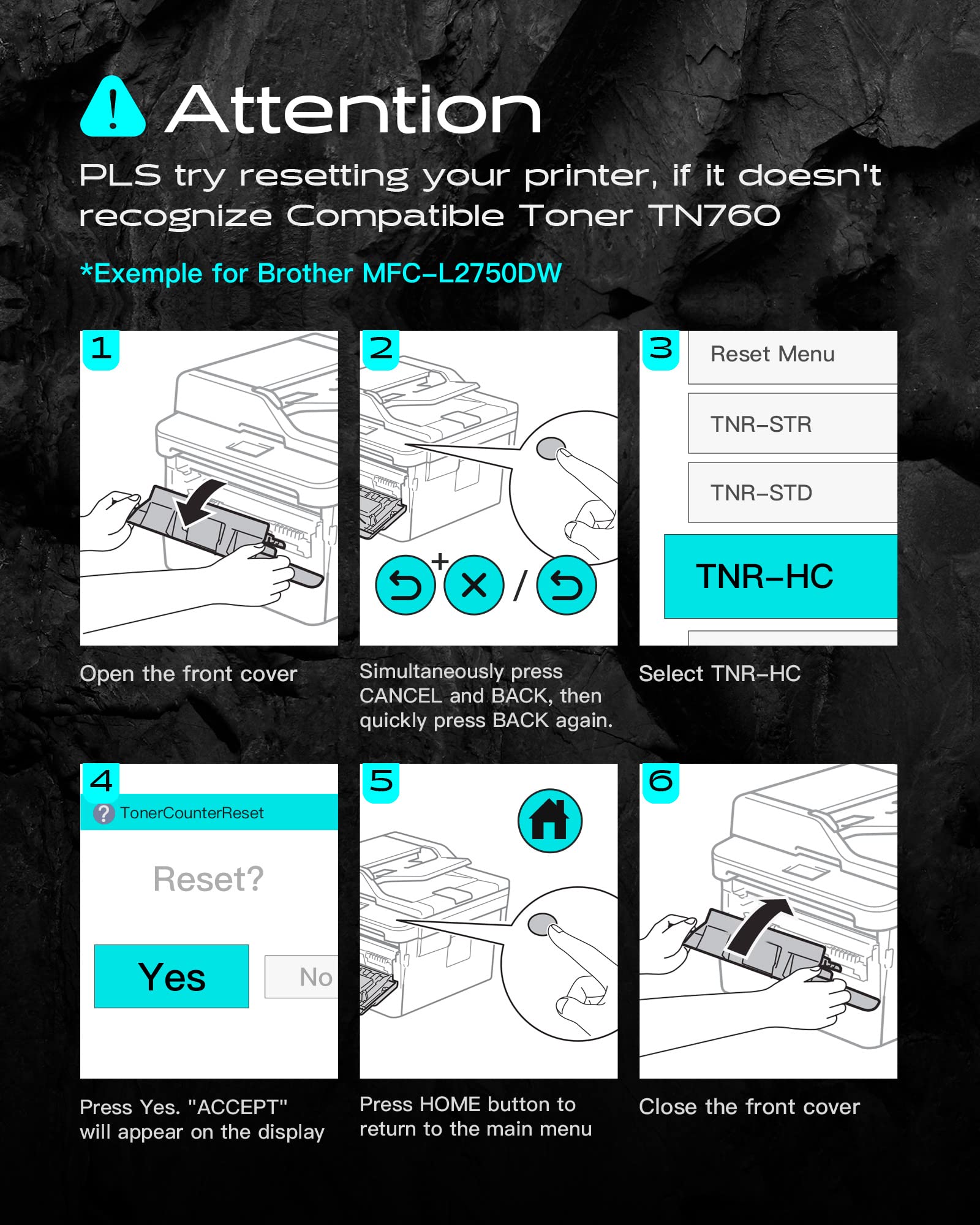iNKPAD TN760 4PK Toner Cartridge Replacement for Brother High Yield TN-760 TN730 Toners| Compatible with DCP-L2550DW HL-L2350DW HL-L2370DW HL-L2390DW HL-L2395DW MFC-L2750DW