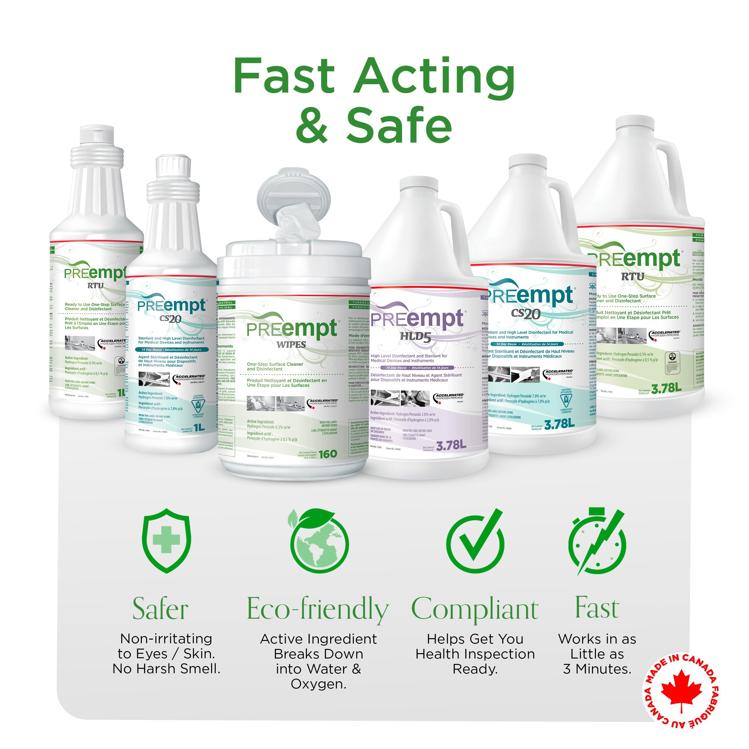 PREempt Ready-To-Use One Step Disinfectant Cleaner - All Purpose Disinfectant for Salons, Spas, Clinics, Studios - 1L (1 Bottle)