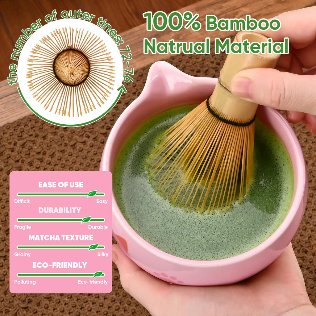 Vanmiya Matcha Whisk Set, 5Pcs Ceramic Matcha Set Includes Matcha Bowl, Matcha Whisk and Holder, Bamboo Scoop and Sifter, Ideal Matcha Bowl Set for Authentic Matcha Tea Experience