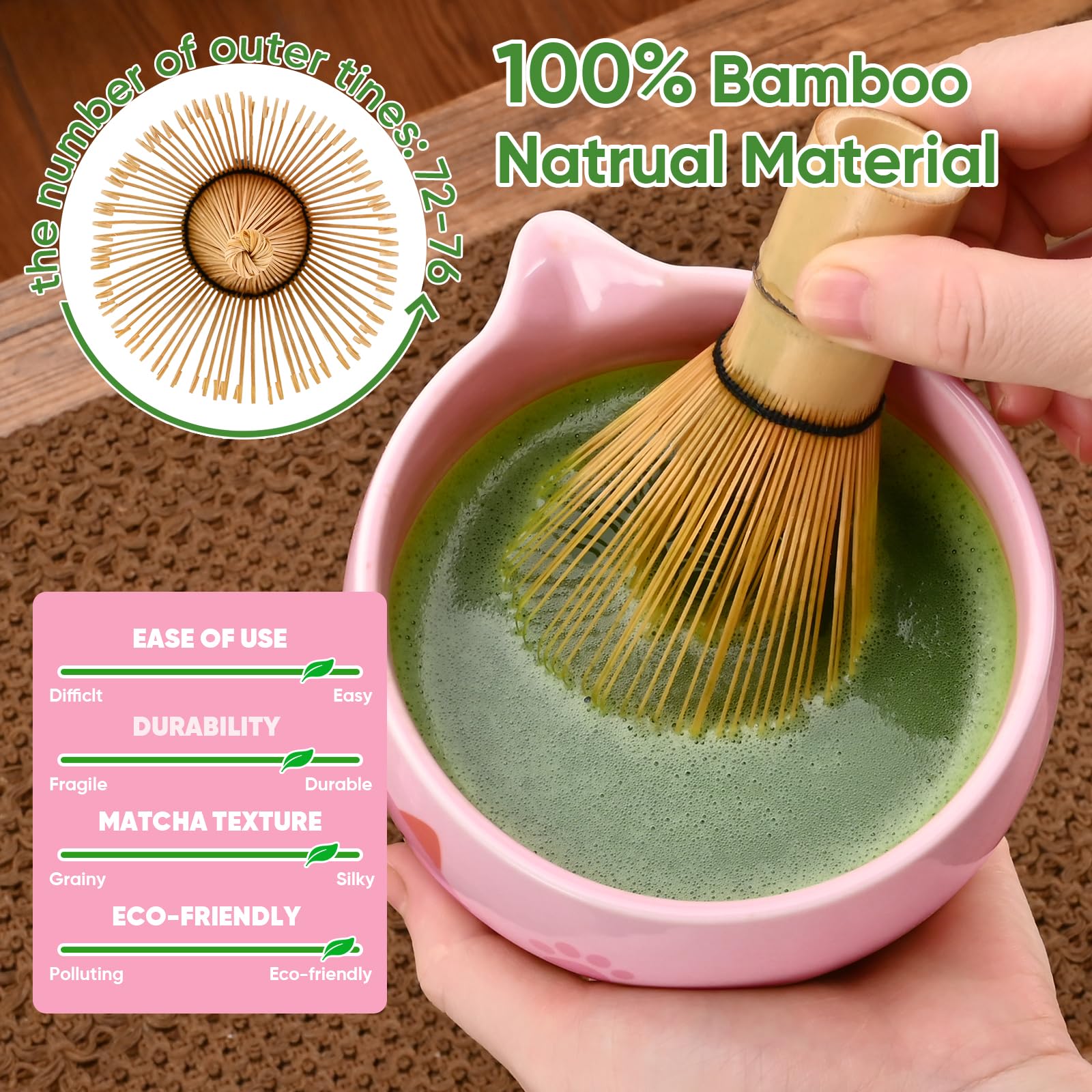 Vanmiya Matcha Whisk Set, 5Pcs Ceramic Matcha Set Includes Matcha Bowl, Matcha Whisk and Holder, Bamboo Scoop and Sifter, Ideal Matcha Bowl Set for Authentic Matcha Tea Experience