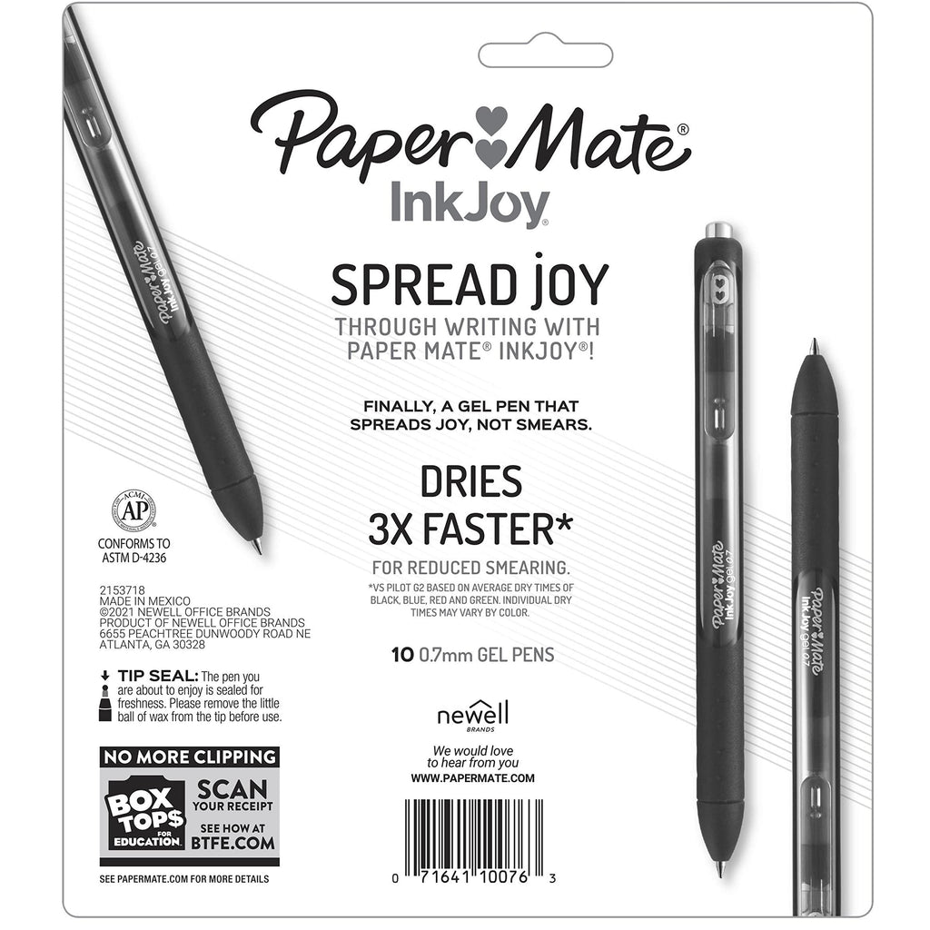 Paper Mate InkJoy Gel Pens, Medium Point, Black, 10 Count