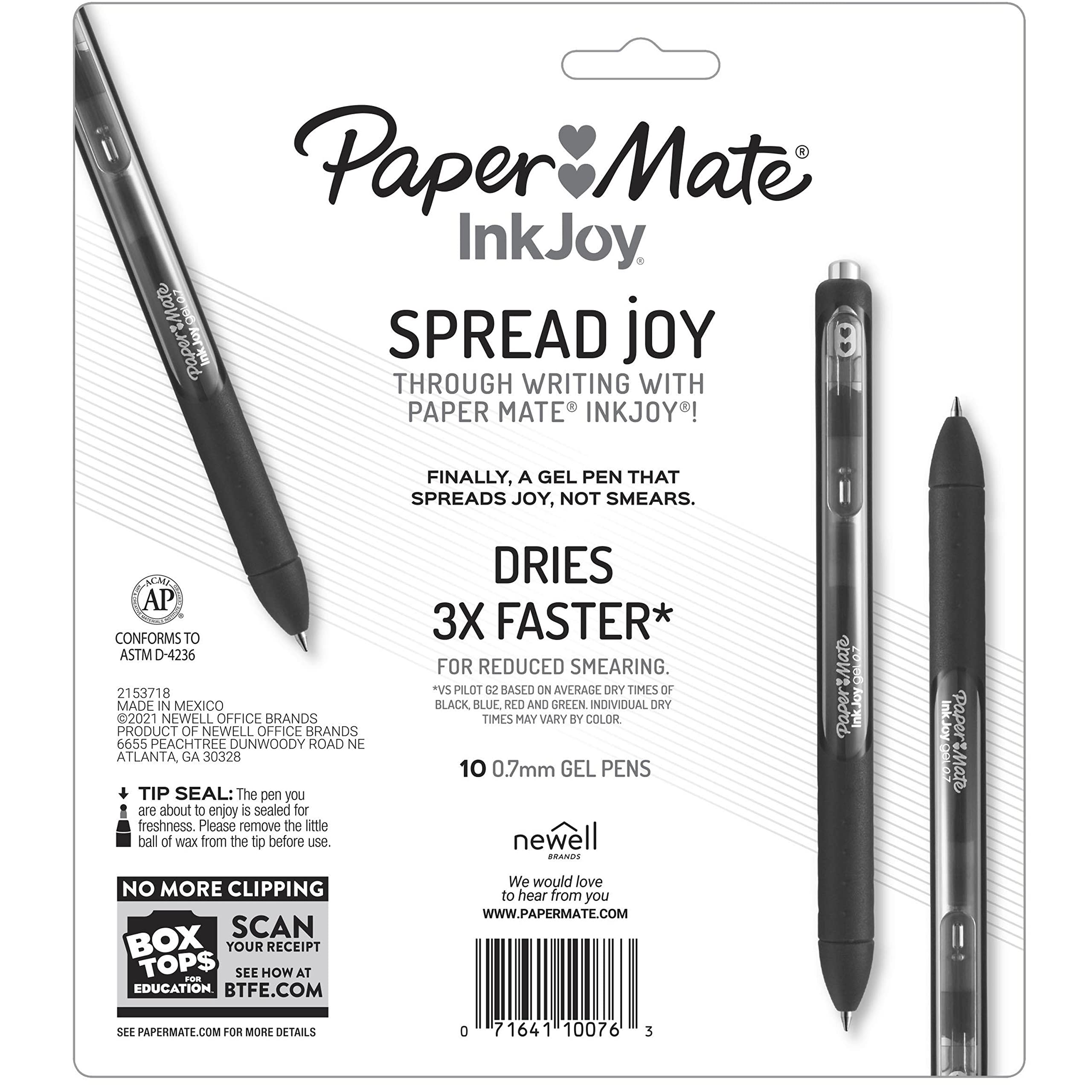 Paper Mate InkJoy Gel Pens, Medium Point, Black, 10 Count