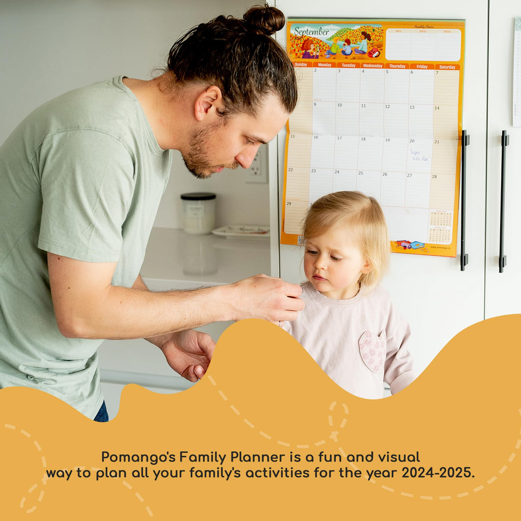POMANGO 2026 Family Calendar English | 17 Months Family Planner: August 2025 to December 2026 | 15x19" - Magnetic Strip - 600 Stickers - Notepad - 2025-26 Edition with Mobile App