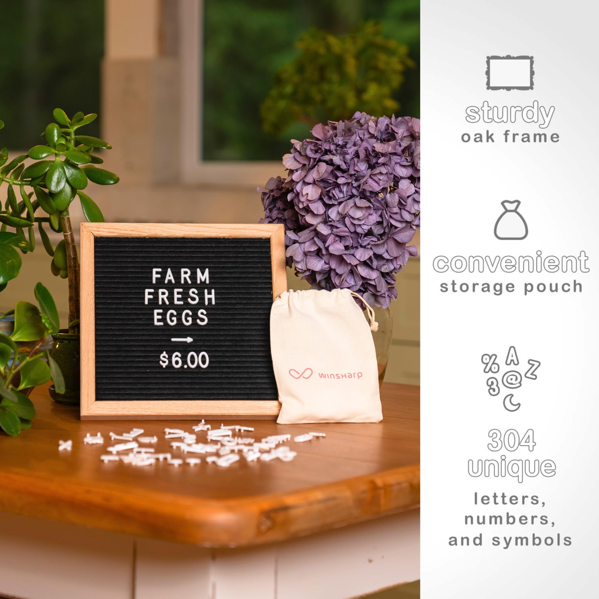 Black Felt Letter Board | 10"x10" Wooden Frame with White Letters | Premium Changeable Sign Boards for Home Decor Motivational Quotes