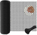 Plastic Chicken Wire Mesh Fence Roll - BEFYUS 15.7IN x 16.4FT Garden Fencing Animal Barrier with Zip Tie，Temporary Use Poultry Wires Netting for Pet,Dogs,Deer Rabbit (Black)