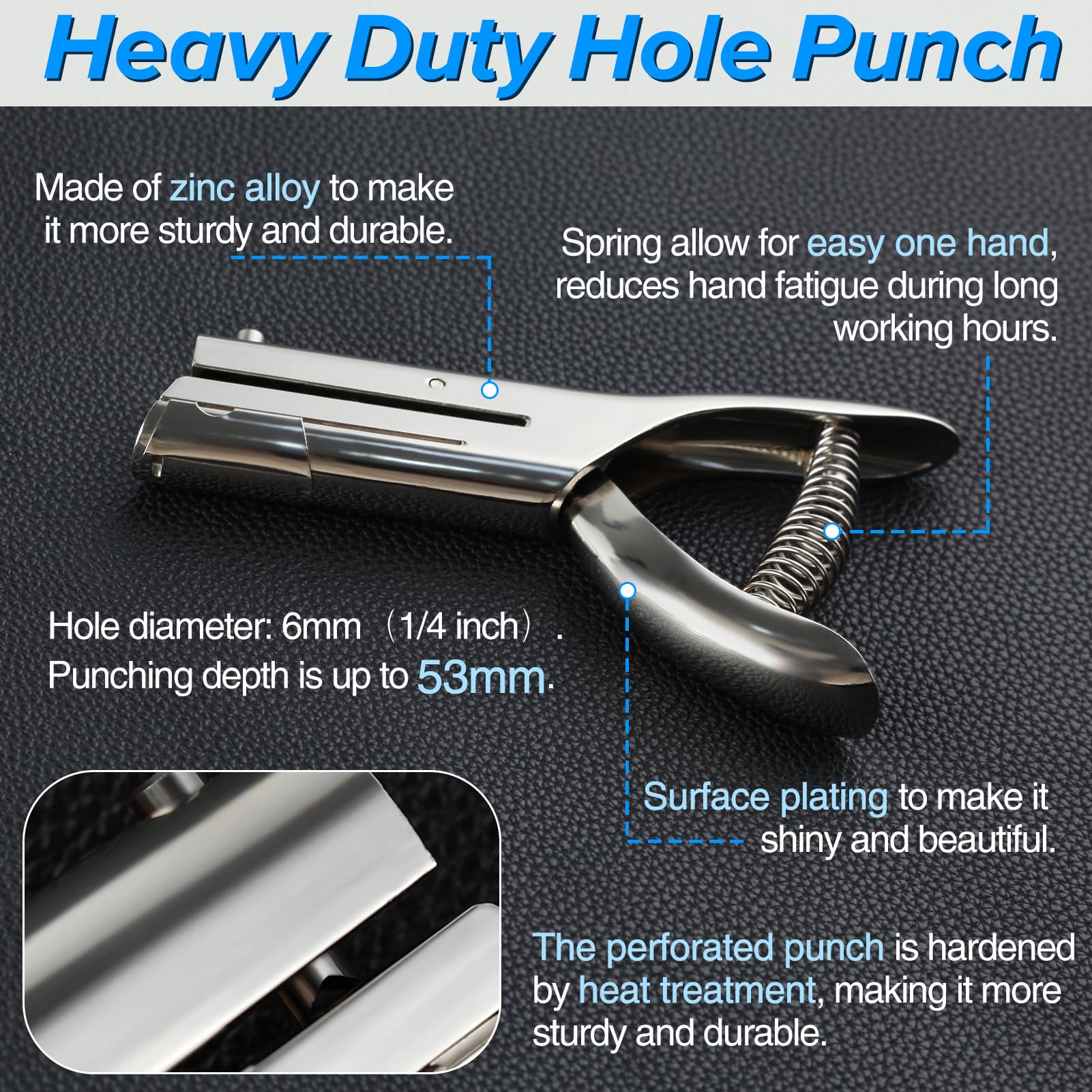 SPEEDWOX Deep Throat Heavy Duty Hand Held Single Hole Punch Single Holes Puncher Paper Punches Badge Hole Punch for Metal Long Reach Holes Punches