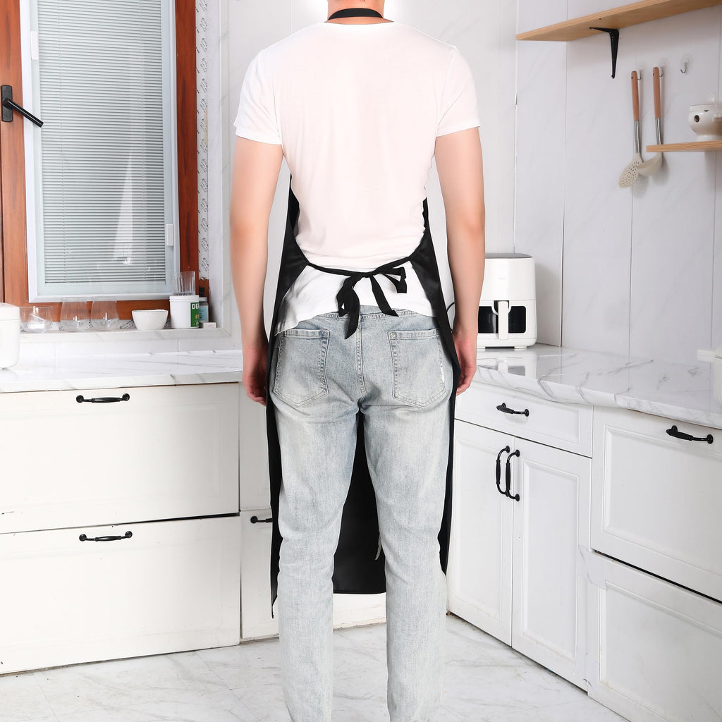 NEU SAFETY 2 Pack Extra Long Bib Apron Set, Waterproof and Durable, Large Size 43.3"x28.7", Black PVC Vinyl Coated, Ideal for Dog Grooming, Dishwashing, Butcher, Labs, Carpentry Work and Workshops