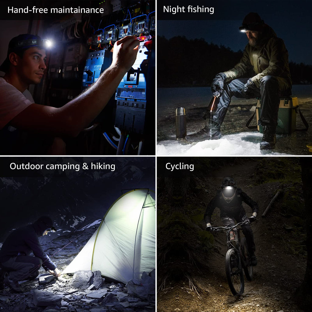 Lepro Headlamp, 2 Pack Super Bright LED Head lamp with 6 Lighting Modes, Waterproof, Battery Powered LED Lightweight Headlight for Cycling Running Camping for Kids Adults