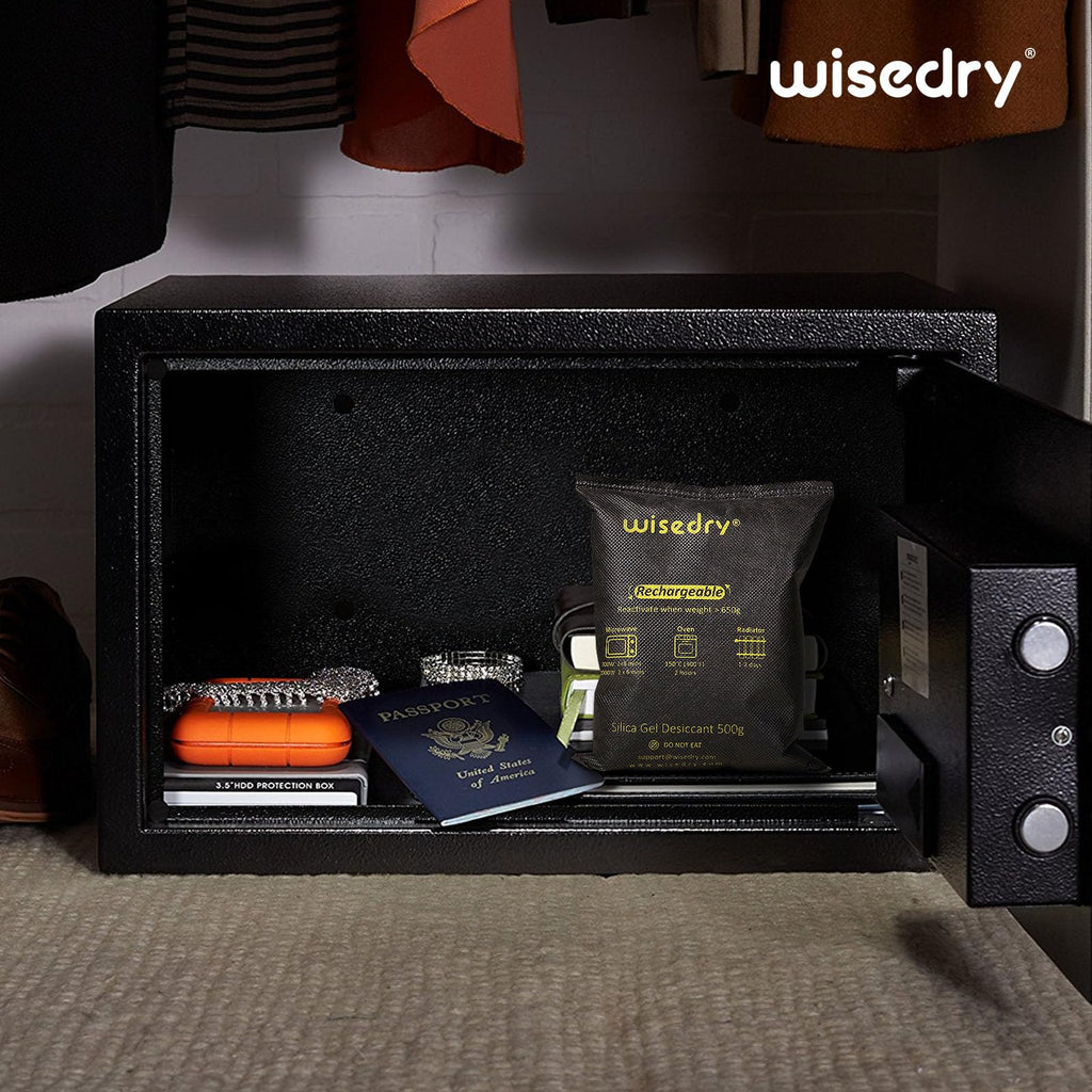 wisedry 2 x 500 Gram [2.2 lbs] Rechargeable Silica Gel Car Dehumidifier, Microwave Fast Reactivated Desiccant Packets Large for Safes Closet Basement Garage Storage Moisture Absorber Bag Reusable