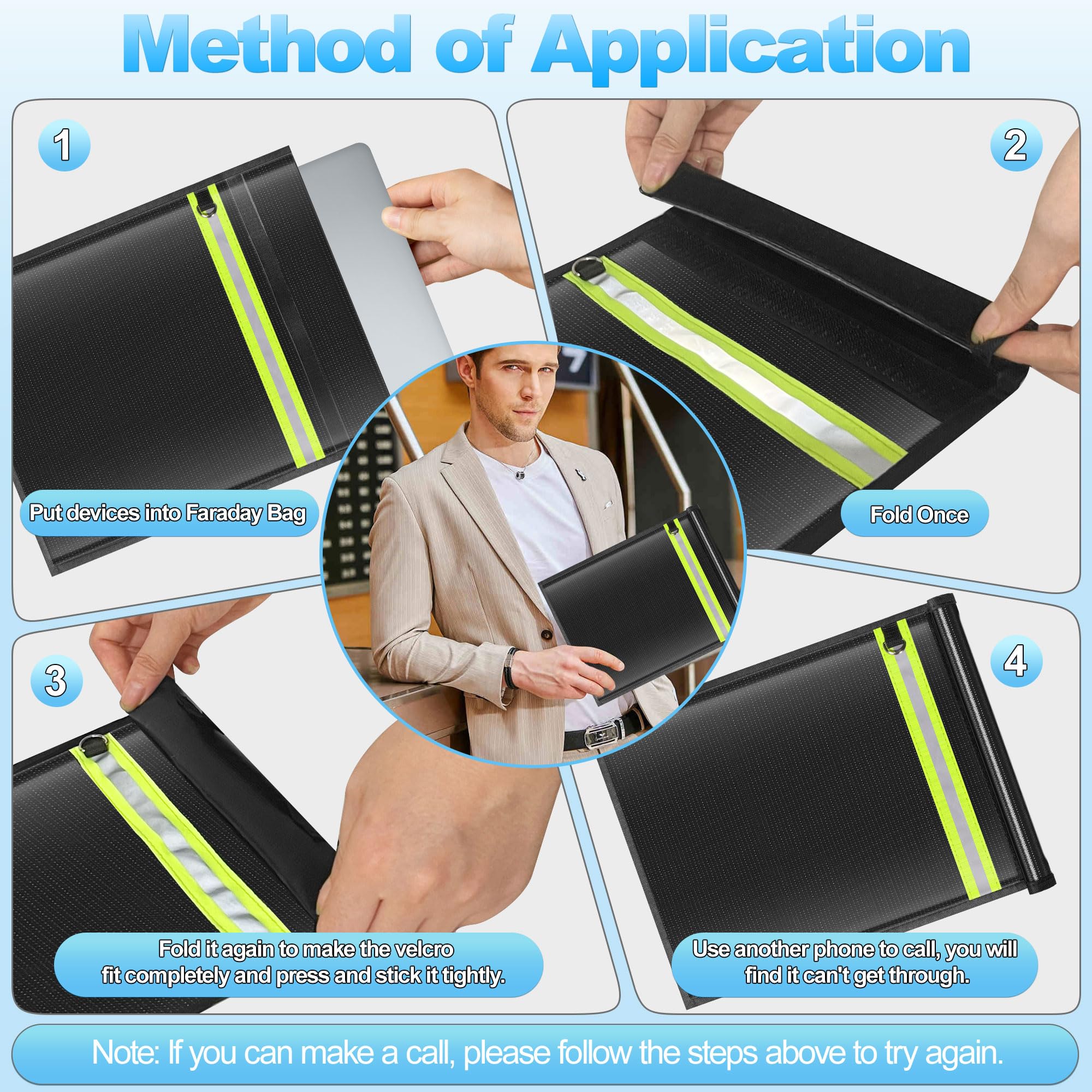 Lulrsay 5 Pack Faraday Bags EMP Proof,Faraday Bags for Laptops Tablets Phones Car Keys,Faraday Cage with Handle&Reflective Strip,EMP Bags Faraday Pouch for Electronics Fireproof Waterproof