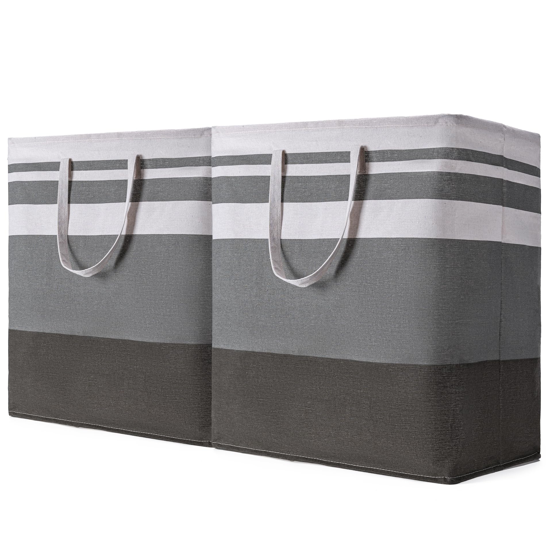 BOOMIBOO 2 Pack Large Laundry Basket,Waterproof Freestanding Laundry Hamper,Collapsible Clothes Basket with Easy Carry Handles in Laundry Room Bathroom Bedroom Dorm,Gradient Grey,100L