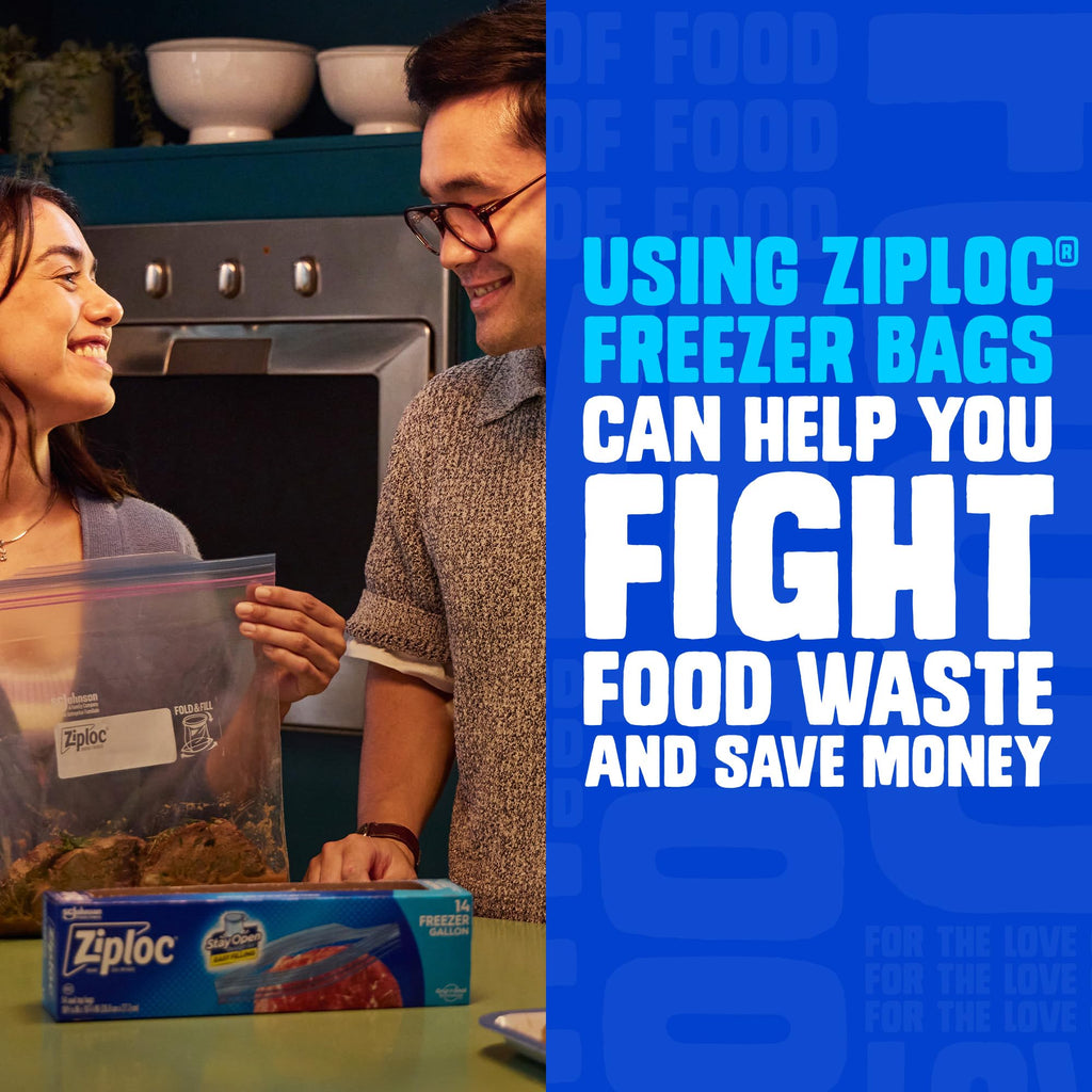 Ziploc® Medium and Large Freezer Bags, Prevents Freezer Burn, Microwave & Freezer Safe, New Stay-Open Design, Stand-Up Bottom, BPA Free, 2 Pack