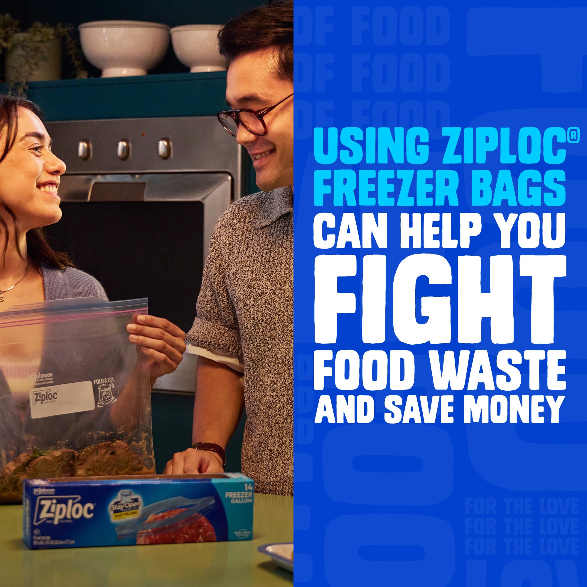 Ziploc® Medium and Large Freezer Bags, Prevents Freezer Burn, Microwave & Freezer Safe, New Stay-Open Design, Stand-Up Bottom, BPA Free, 2 Pack