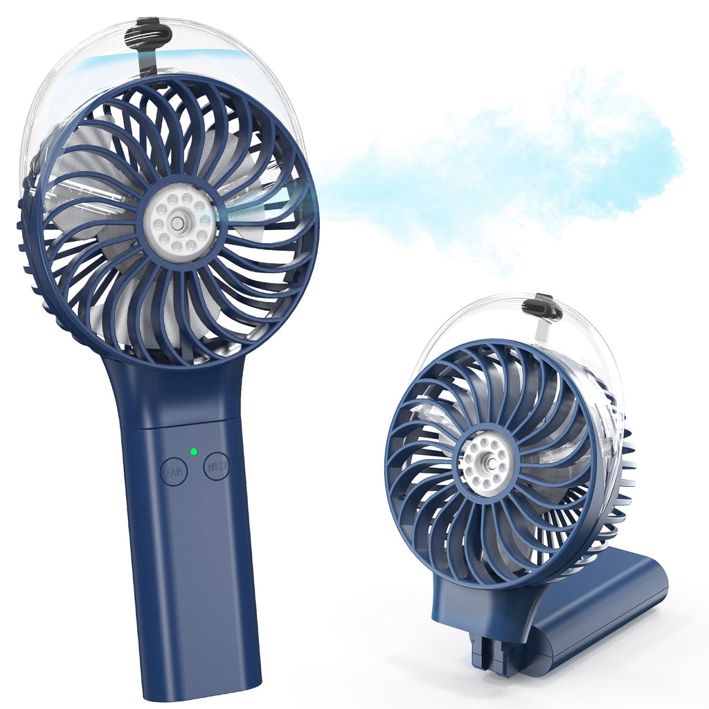 COMLIFE Portable Handheld Misting Fan, 3000mAh Rechargeable Battery Operated Spray Water Mist Fan, Foldable Mini Personal Fan for Travel, Makeup, Home, Office, Camping, Outdoors (BLUE)