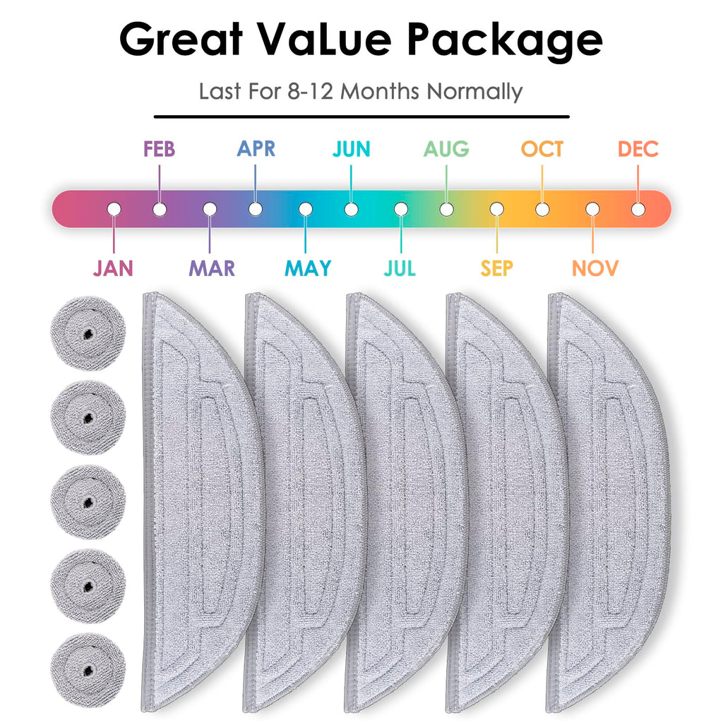 (10 Pack) Mop Pads Refills Compatible with Roborock S8 MaxV Ultra, S8 Max Ultra Robot Vacuum, VibraRise Mop Pads with Dual Sonic Vibrations Modules, Mop Cloth with Edge Mop Pad, 5 Sets